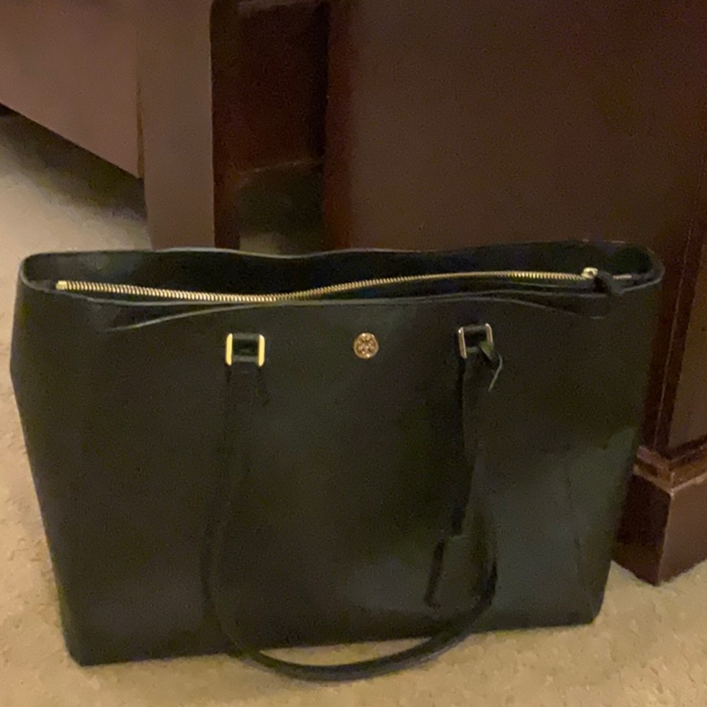 Tory Burch Black Leather Tote Bag